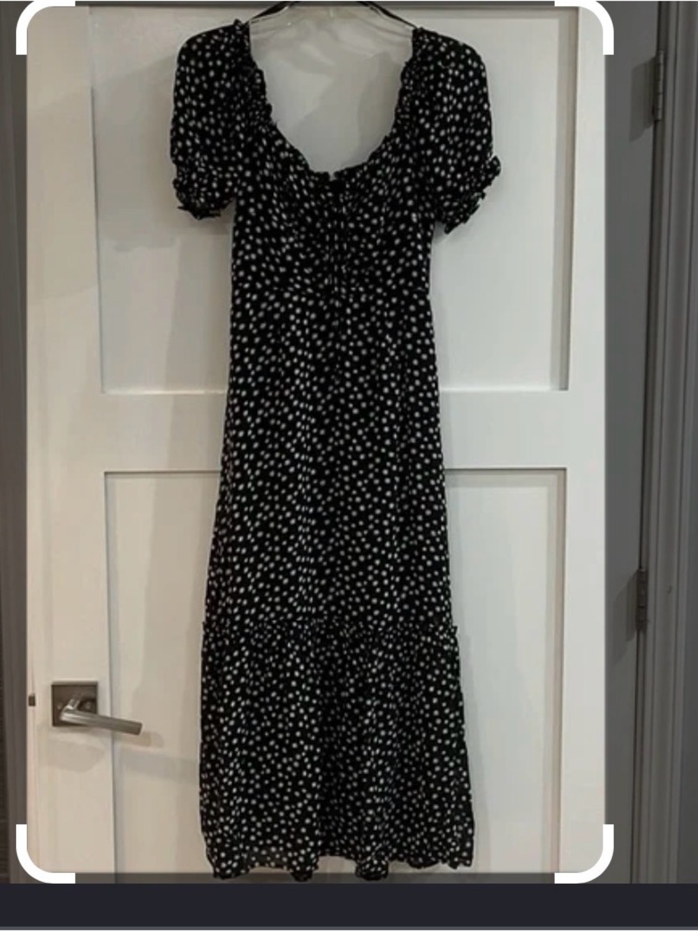 Forever 21 Black Maxi Dress with White Dot Print